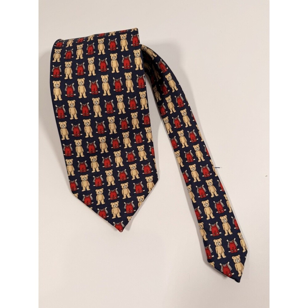 Vintage St Michael Marks & Spencer Silk Tie Teddy Bear Novelty Made in UK